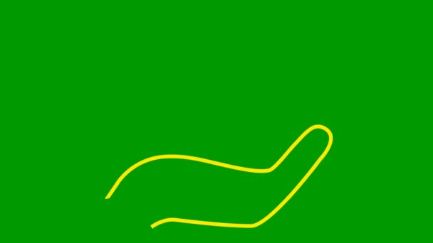 Ikona Lineární Ekologie Výhonek Stromu Ruce Žlutý Symbol Vykreslen Postupně — Stock video