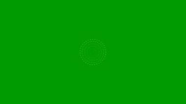 Animated increasing yellow dots circles from the center. Looped video. Vector illustration isolated on green background.