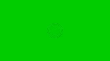 Animated increasing violet dots circles from the center. Looped video. Vector illustration isolated on green background.
