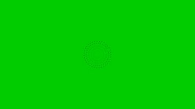 Animated increasing black dots circles from the center. Looped video. Vector illustration isolated on green background.