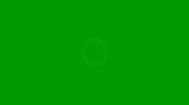 Animated increasing golden dots circles from the center. Looped video. Vector illustration isolated on green background.