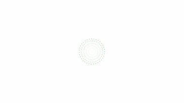 Animated green circles from dots rotating from the center. Looped video. Vector illustration isolated on white background.