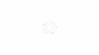 Animated pink circles from dots rotating from the center. Looped video. Vector illustration isolated on white background.