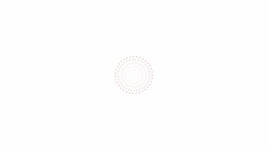 Animated red circles from dots rotating from the center. Looped video. Vector illustration isolated on white background.