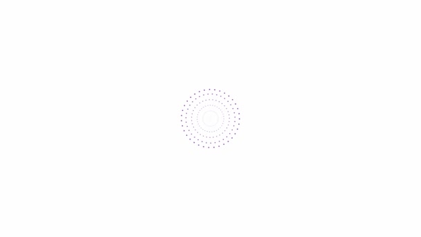 从中心旋转的点形成的有生命的紫色圆圈 循环视频 在白色背景上孤立的向量图 — 图库视频影像