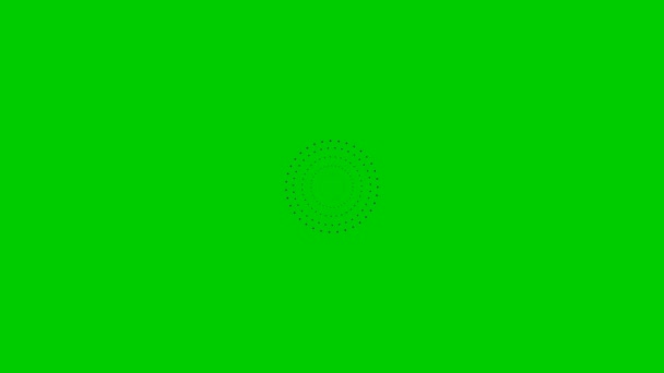 中心から増加する紫色の点の円をアニメーション化 ループビデオだ 緑の背景に独立したベクトル図 — ストック動画