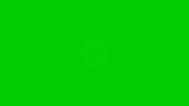 从中心不断增加的动画白点圆圈 循环视频 在绿色背景上孤立的向量图 — 图库视频影像