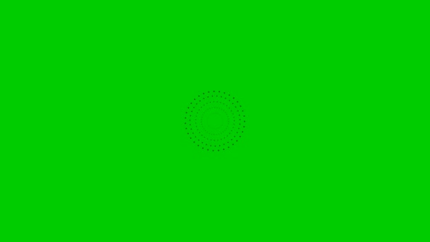 动画中越来越多的黑点从中心圆圈 循环视频 在绿色背景上孤立的向量图 — 图库视频影像