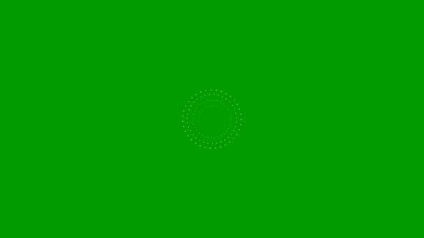 从中心不断增加的活跃的金点圆圈 循环视频 在绿色背景上孤立的向量图 — 图库视频影像