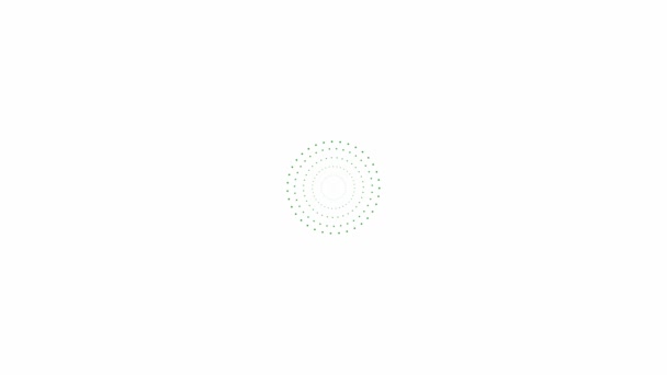 由中心旋转的圆点组成的动画绿色圆圈 循环视频 在白色背景上孤立的向量图 — 图库视频影像