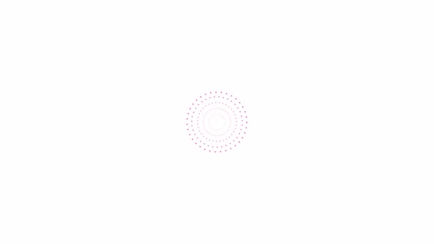 由中心旋转的圆点组成的有生命的粉红色圆圈 循环视频 在白色背景上孤立的向量图 — 图库视频影像