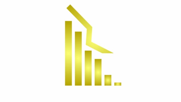 Анимационный График Золотой Рецессии Финансового Спада Линией Тренда Экономический Кризис — стоковое видео