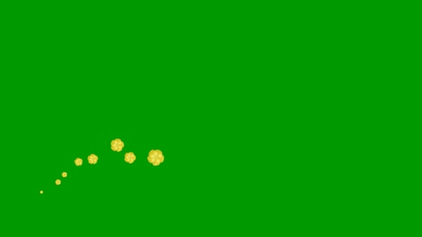 アニメーションの黄金の美しい花は左から右へ飛ぶ ループビデオだ 春の概念 緑の背景に桜を飛ばす波 — ストック動画