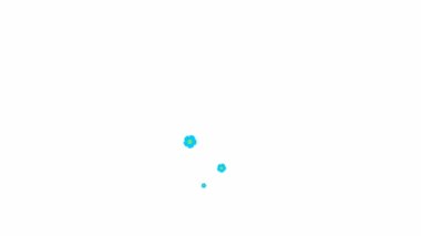 Animated blue beautiful flowers fly from bottom to top. A fountain of flying flowers. Looped video. Concept of spring. Vector illustration isolated on the white background.