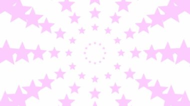 Animated increasing pink twelve star circles from the center. Looped video. Concept of magic, celebration. Vector illustration isolated on white background.