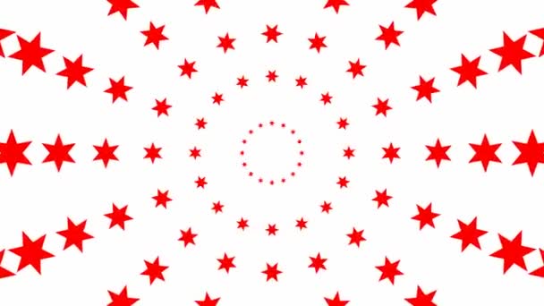 中央からの赤い星の円の増加をアニメーション化 ループビデオだ 魔法の概念 お祝い 白を基調としたベクトルイラスト — ストック動画