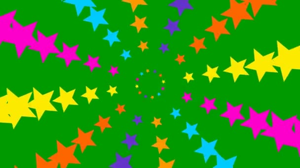 Animated Increasing Colorful Twelve Star Circles Center Looped Video Concept — Stockvideo