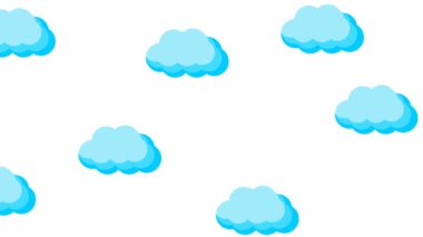 Animated blue clouds fly from left to right. Looped video. Natural background. Vector illustration isolated on white background.