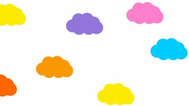 Animated colorful clouds fly from left to right. Looped video. Natural multicolor background. Vector illustration isolated on white background.