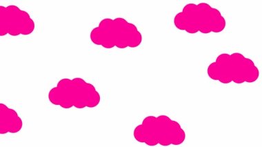 Animated magenta clouds fly from left to right. Looped video. Natural background. Vector illustration isolated on white background.