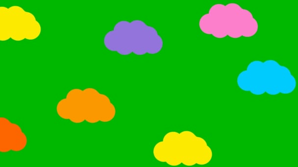 生动多彩的云彩从左到右飘扬 循环视频 天然的彩色背景 在绿色背景上孤立的向量图 — 图库视频影像