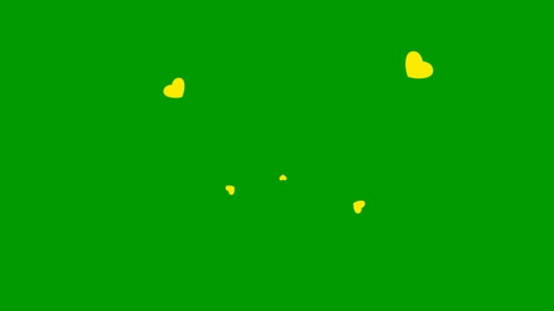 Animated Background Yellow Hearts Fly Center Concept Love Hearts Isolated — Stockvideo