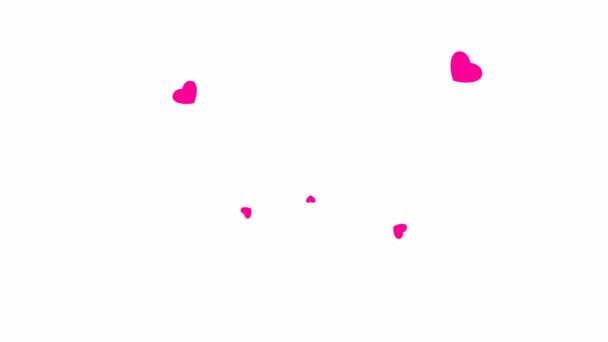 Animated Background Magenta Magenta Hearts Fly Center Concept Love Hearts — Vídeo de Stock