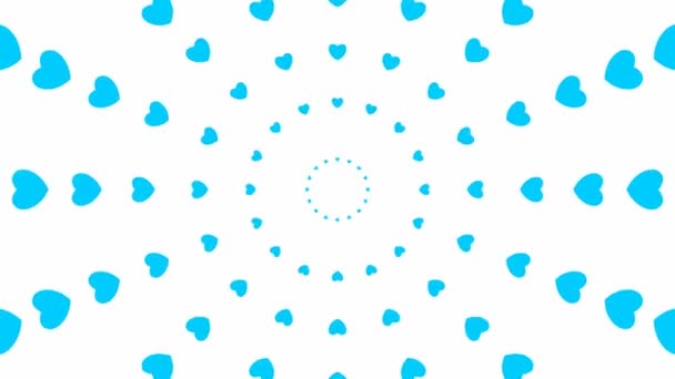 Анимированные Увеличивающиеся Голубые Круги Сердца Центра Зацикленное Видео Векторная Иллюстрация — стоковое видео