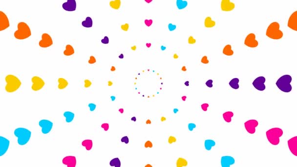 Animated Increasing Colorvful Heart Circles Center Looped Video Vector Illustration — Video