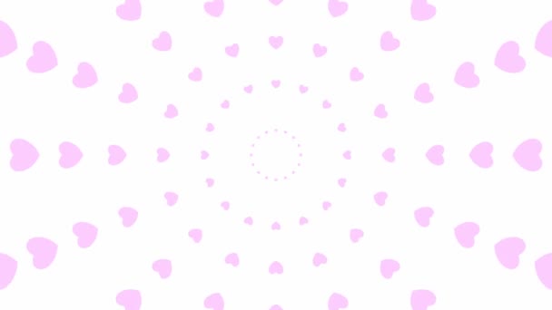 中央からピンク色のハートサークルを増加アニメーション ループビデオだ 白を基調としたベクトルイラスト — ストック動画