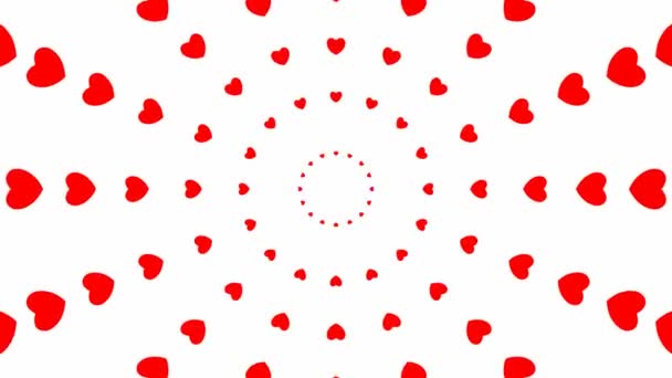 Animerade Ökande Röda Hjärtcirklar Från Centrum Loopad Video Vektor Illustration — Stockvideo