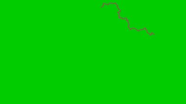An animated pink map is gradually drawn. Linear magenta symbol. Country Ukraine. Vector illustration isolated on a green background.