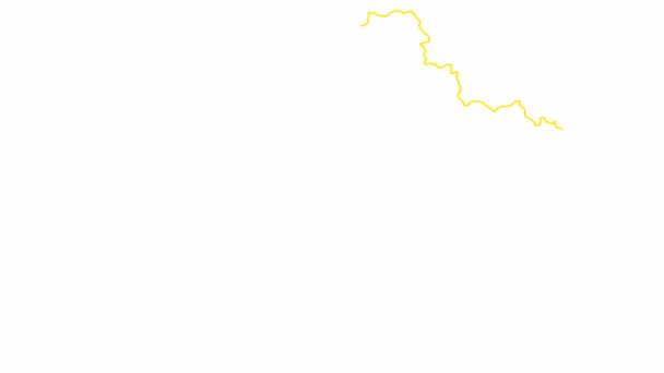 Animated Yellow Map Gradually Drawn Linear Symbol Country Ukraine Vector — 图库视频影像