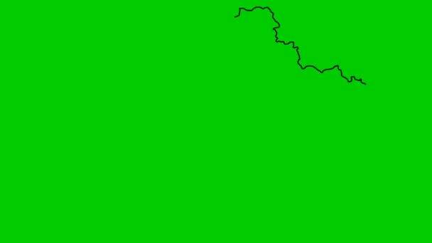 アニメーション化された黒い地図が徐々に描かれる 線形記号 ウクライナの国 緑の背景に独立したベクトル図 — ストック動画