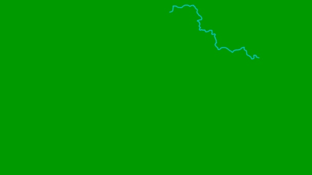 アニメーション化された青い地図が徐々に描かれます 線形記号 ウクライナの国 緑の背景に独立したベクトル図 — ストック動画