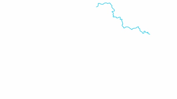 アニメーション化された青い地図が徐々に描かれます 線形記号 ウクライナの国 白い背景に独立したベクターイラスト — ストック動画