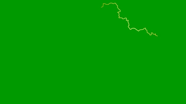 アニメーションの黄金の地図が徐々に描かれています 線形記号 ウクライナの国 緑の背景に独立したベクトル図 — ストック動画