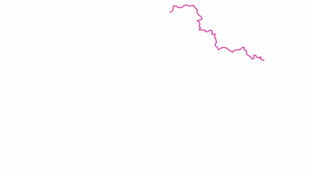 アニメーション化されたピンクの地図が徐々に描かれる リニア マゼンタ シンボル ウクライナの国 白い背景に独立したベクターイラスト — ストック動画