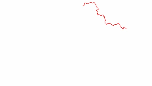 Animated Red Map Gradually Drawn Linear Symbol Country Ukraine Vector — 图库视频影像