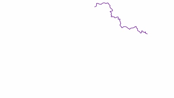 アニメーションのバイオレットマップが徐々に描画されます 線形記号 ウクライナの国 白い背景に独立したベクターイラスト — ストック動画