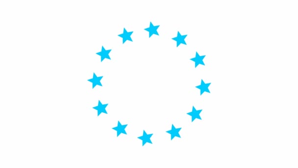 中央から青い12個の星の円を増加させるアニメーション ループビデオだ 欧州連合の概念 白を基調としたベクトルイラスト — ストック動画