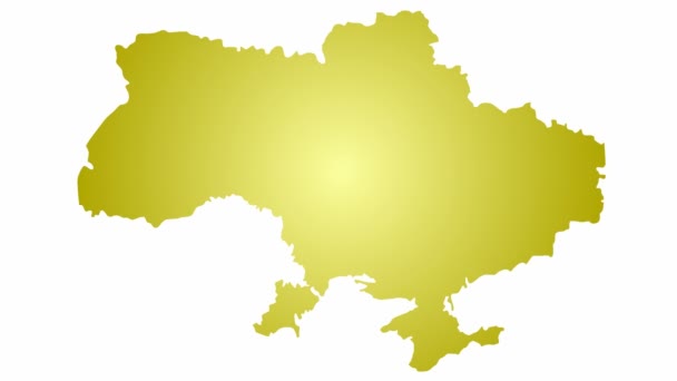 Animated Golden Map Appears Circle Symbol Country Ukraine Flat Vector — 图库视频影像