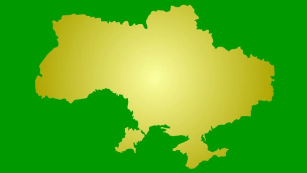 Animated Golden Map Appears Circle Symbol Country Ukraine Flat Vector — 图库视频影像