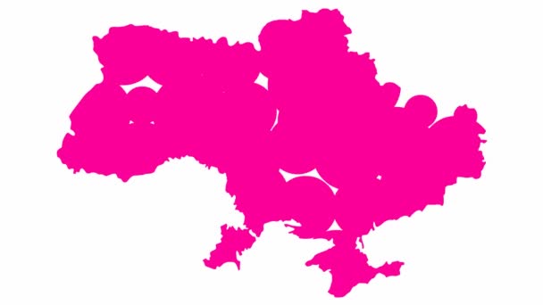 Animated Magenta Map Appears Circles Pink Symbol Country Ukraine Flat — Stockvideo