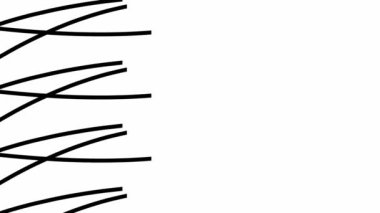 Animated stripes appear and disappear. Decorative black lines. Waves gradually changes shape. Looped video. Vector illustration isolated on a white background.