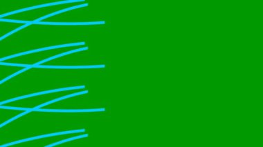 Animated stripes appear and disappear. Decorative blue lines. Waves gradually changes shape. Looped video. Vector illustration isolated on a green background.