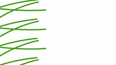 Animated stripes appear and disappear. Decorative green lines. Waves gradually changes shape. Looped video. Vector illustration isolated on a white background.