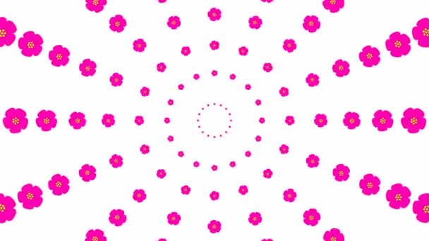 Animated Increasing Magenta Beautiful Flower Circles Center Flower Background Looped — Stockvideo