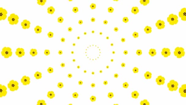 Animated Increasing Yellow Beautiful Flower Circles Center Flower Background Looped — Stockvideo