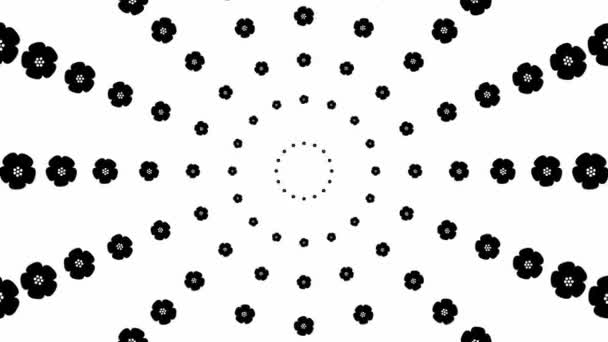 Animated Increasing Black Beautiful Flower Circles Center Flower Background Looped — Stockvideo